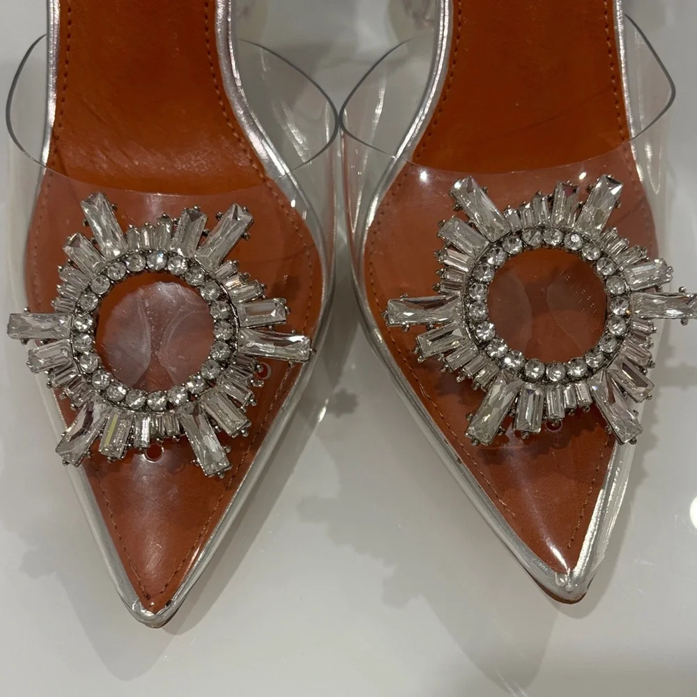 Elegant Silver Women's Shoes with Crystal Embellishments - Picture 2 of 4